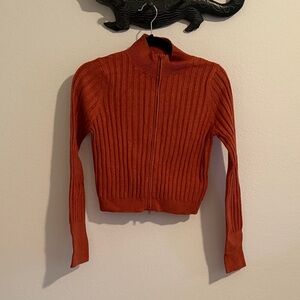 NWTWild Fable Rust Ribbed Cropped Sweater